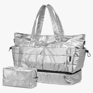 Sporty Luxe Silver Travel Bag Set
